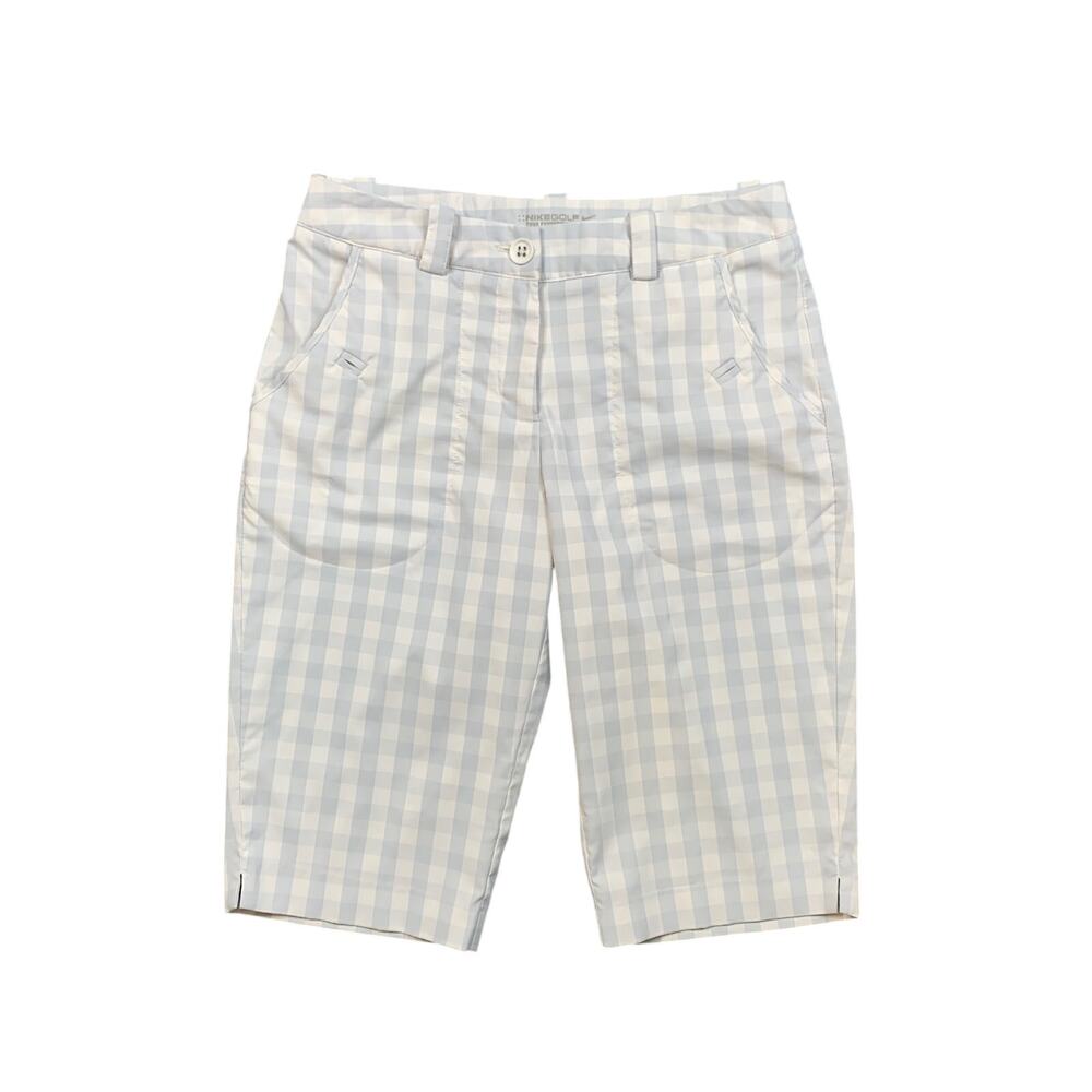 Nike Golf Shorts Womens 4 Cloud White Tour Performance Dri Fit Gingham Bermuda